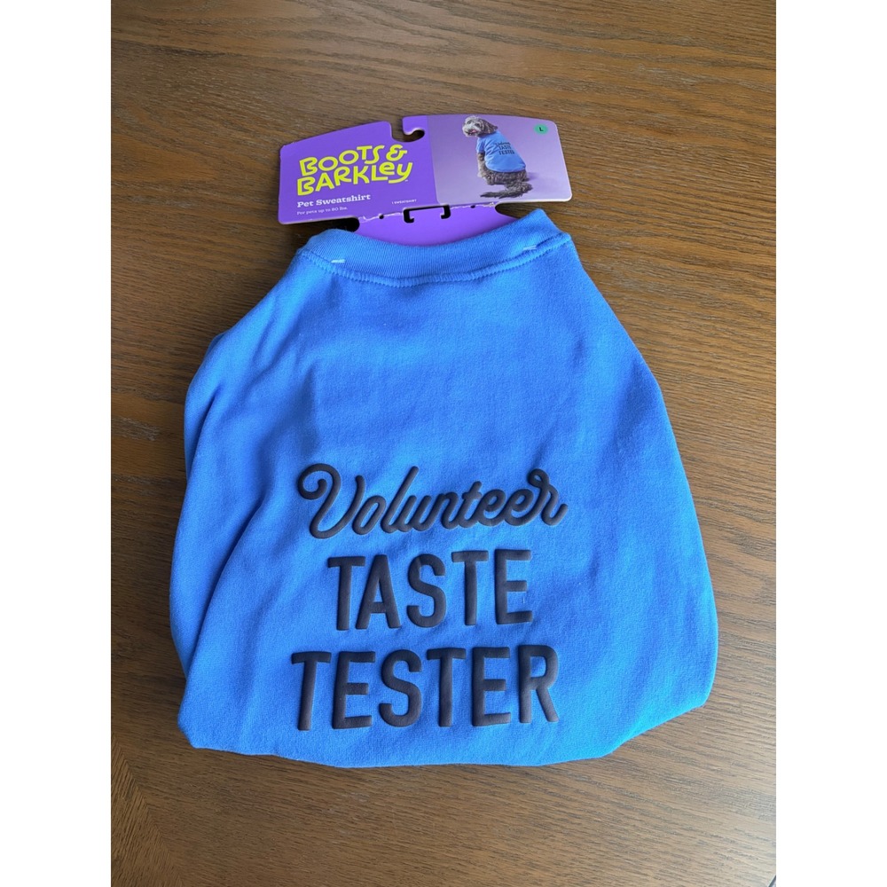 Boots & Barkley Volunteer Taste Tester Blue Dog Sweatshirt Large Up to 80 lbs